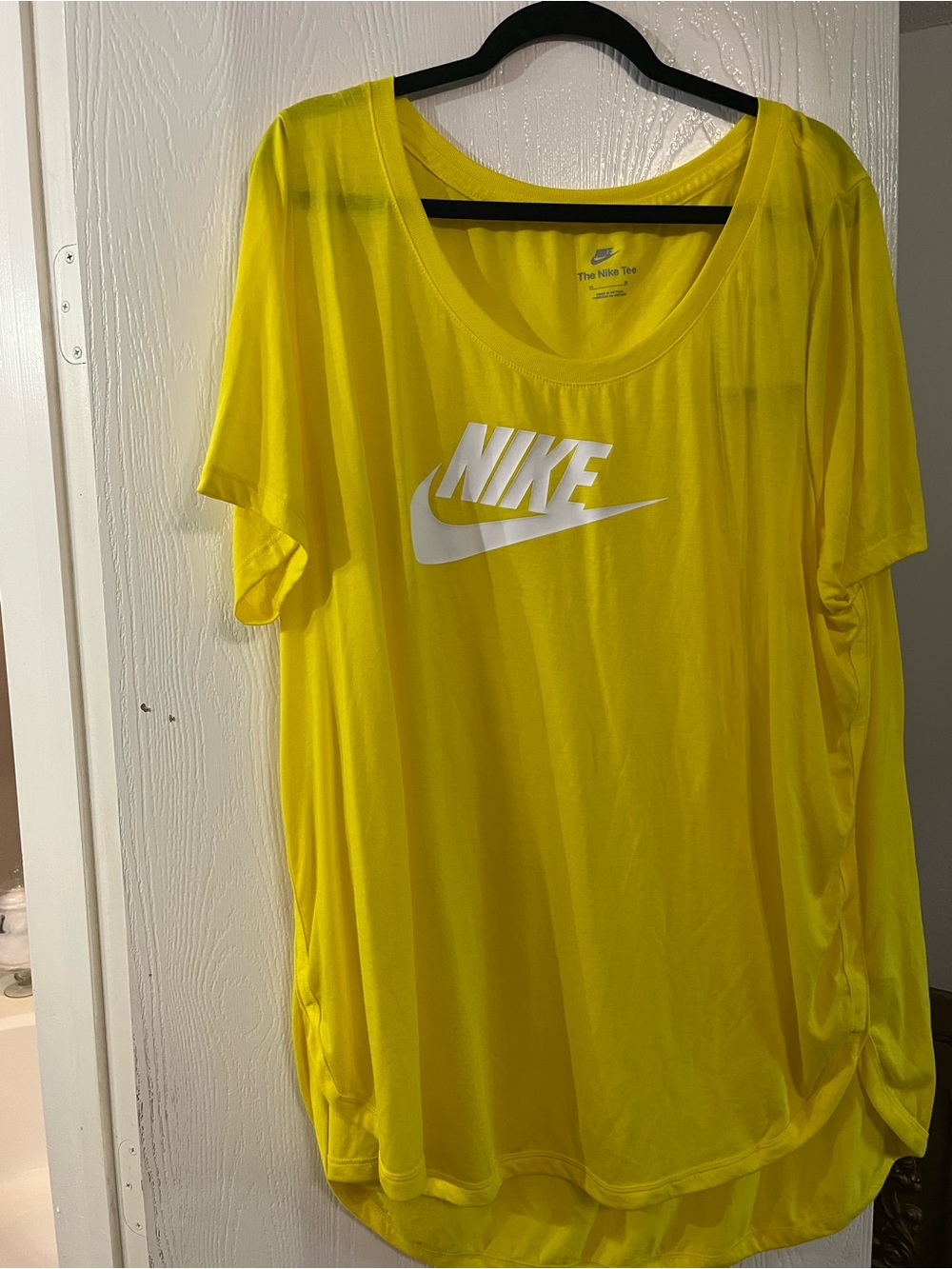 Nike Women's Bright Yellow Short Sleeve Tee with White Swoosh
